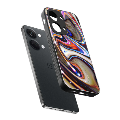 Psychedelic Marble sleek oneplus nord 3 cover with tempered glass back and TPU edges