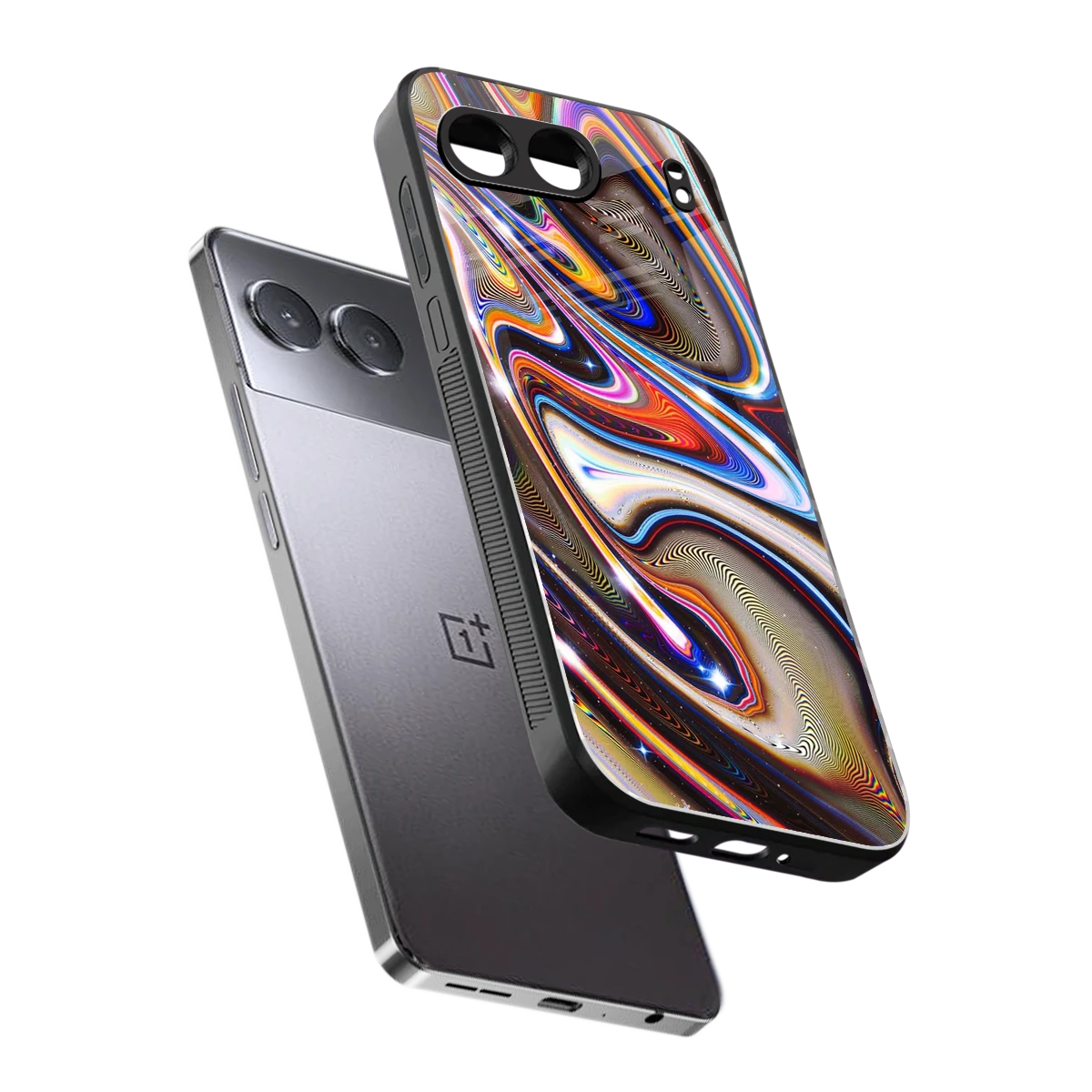 Psychedelic Marble sleek oneplus nord 4 cover with tempered glass back and TPU edges