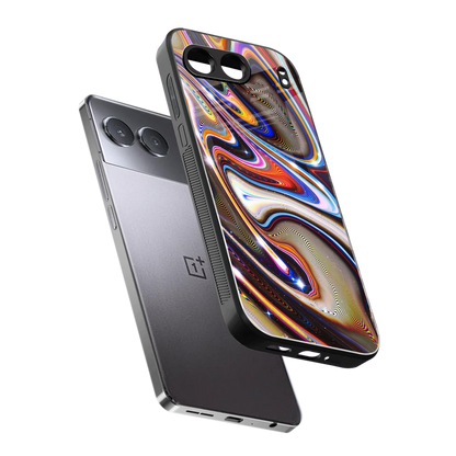 Psychedelic Marble sleek oneplus nord 4 cover with tempered glass back and TPU edges