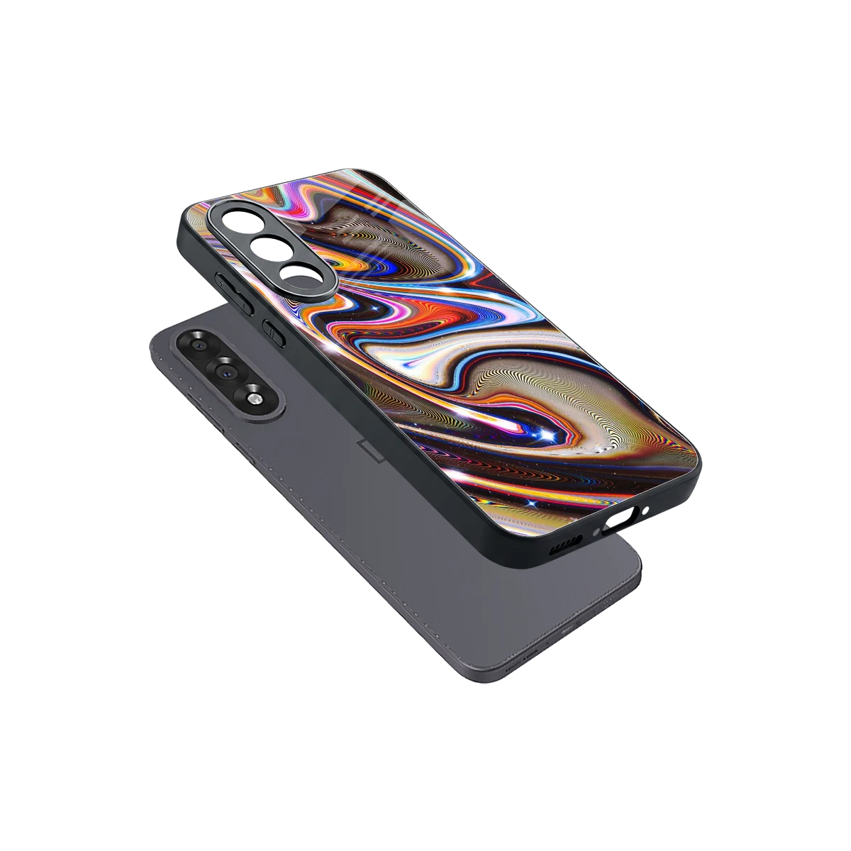Psychedelic Marble sleek oneplus nord 5 cover with tempered glass back and TPU edges