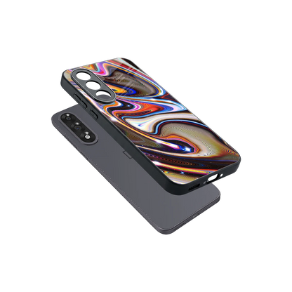Psychedelic Marble sleek oneplus nord 5 cover with tempered glass back and TPU edges