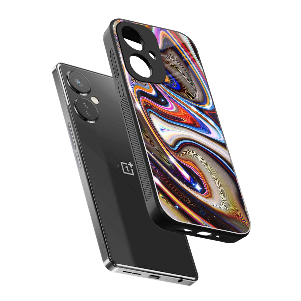 Psychedelic Marble sleek oneplus nord ce 3 cover with tempered glass back and TPU edges
