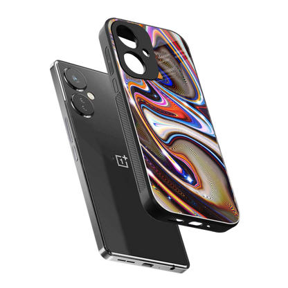 Psychedelic Marble sleek oneplus nord ce 3 cover with tempered glass back and TPU edges