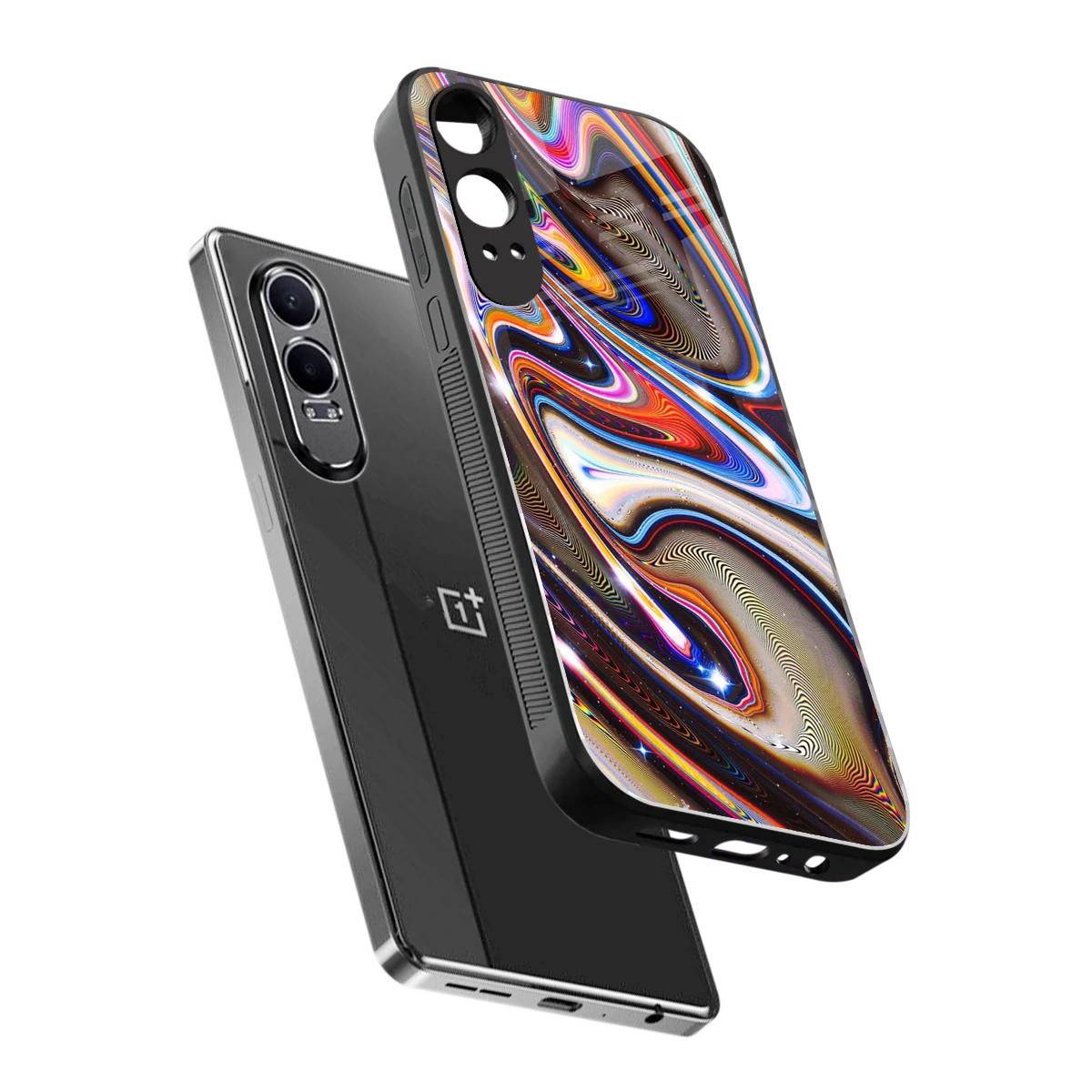 Psychedelic Marble sleek oneplus nord ce 4 lite cover with tempered glass back and TPU edges