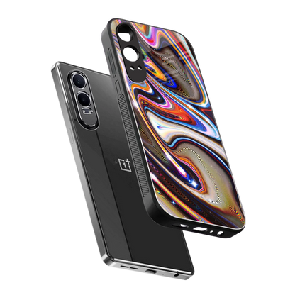 Psychedelic Marble sleek oneplus nord ce 4 lite cover with tempered glass back and TPU edges