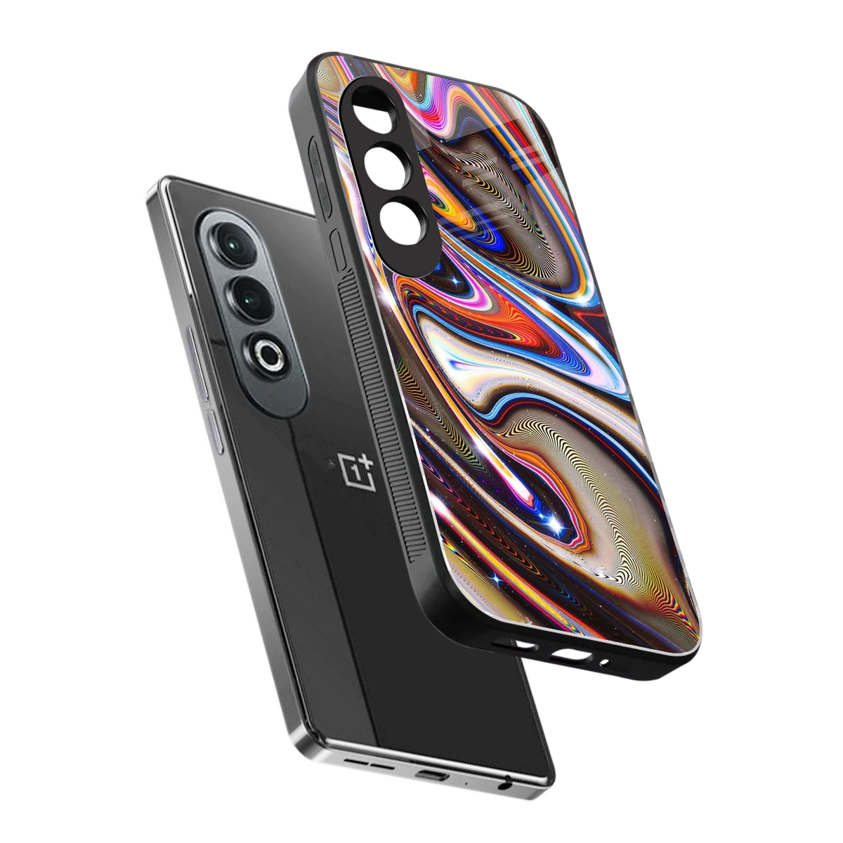 Psychedelic Marble sleek oneplus nord ce 4 cover with tempered glass back and TPU edges