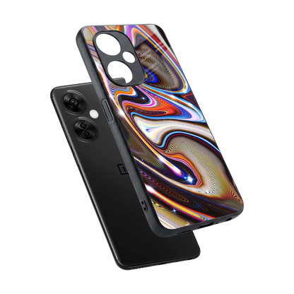 Psychedelic Marble sleek oneplus nord ce 3 lite cover with tempered glass back and TPU edges