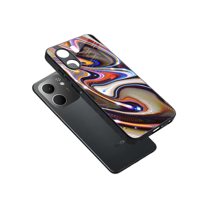 Psychedelic Marble sleek oppo a5x 5g cover with tempered glass back and TPU edges
