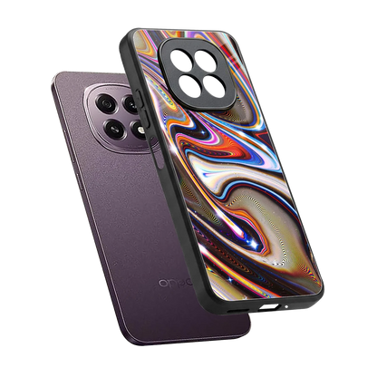 Psychedelic Marble sleek oppo f29 5g cover with tempered glass back and TPU edges