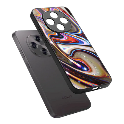 Psychedelic Marble sleek oppo f31 pro 5g cover with tempered glass back and TPU edges