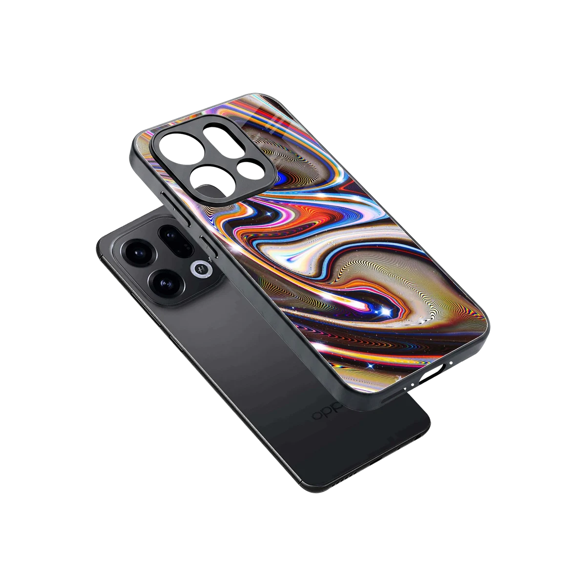 Psychedelic Marble sleek oppo find x9 cover with tempered glass back and TPU edges