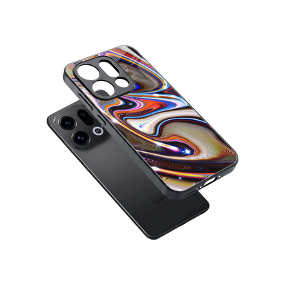 Psychedelic Marble sleek oppo find x9 cover with tempered glass back and TPU edges