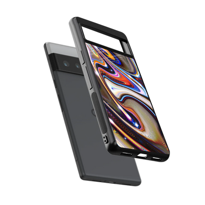 Psychedelic Marble sleek google pixel 6 pro cover with tempered glass back and TPU edges
