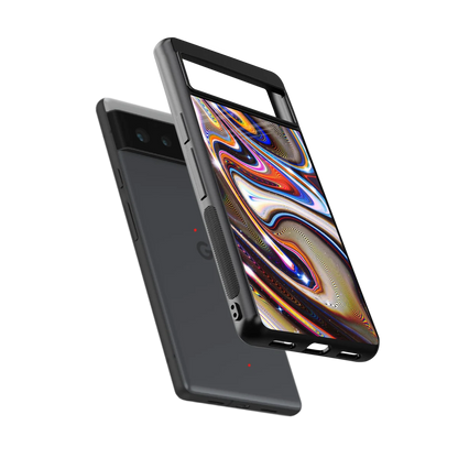 Psychedelic Marble sleek google pixel 6 cover with tempered glass back and TPU edges