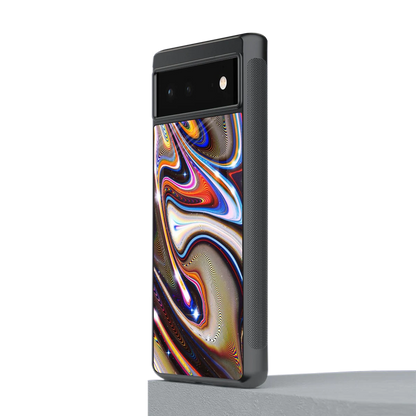 Psychedelic Marble stylish phone case for google pixel 6a | glossy glass and slim fit