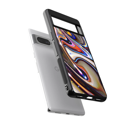 Psychedelic Marble sleek google pixel 7 pro cover with tempered glass back and TPU edges