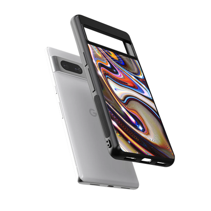 Psychedelic Marble sleek google pixel 7 cover with tempered glass back and TPU edges