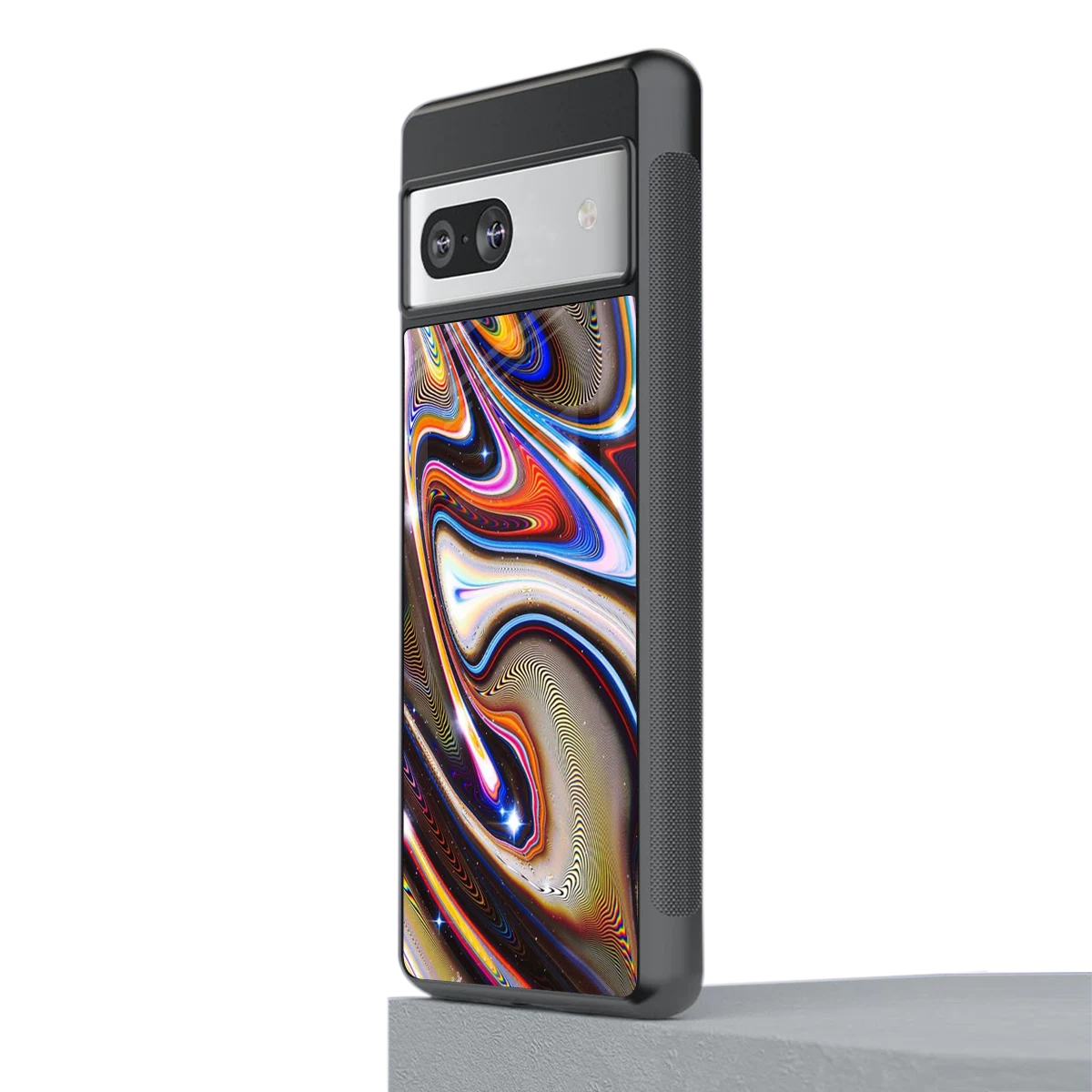 Psychedelic Marble stylish phone case for google pixel 7a | glossy glass and slim fit