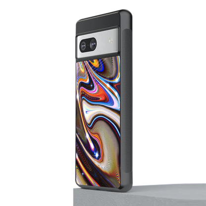 Psychedelic Marble stylish phone case for google pixel 7a | glossy glass and slim fit