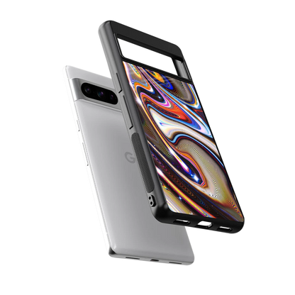 Psychedelic Marble sleek google pixel 8 pro cover with tempered glass back and TPU edges