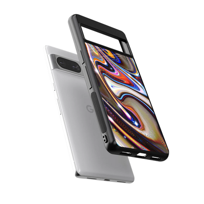 Psychedelic Marble sleek google pixel 8 cover with tempered glass back and TPU edges