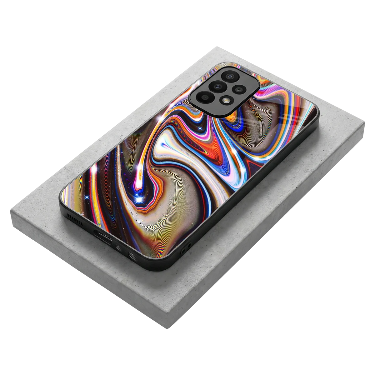 Psychedelic Marble stylish phone case for samsung galaxy a23 | glossy glass and slim fit