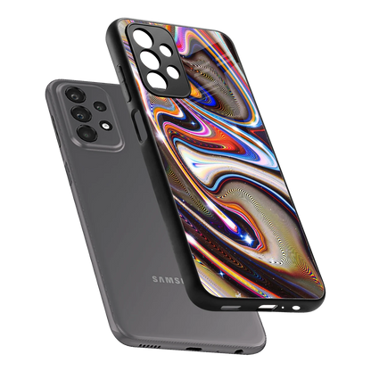 Psychedelic Marble sleek samsung galaxy a23 cover with tempered glass back and TPU edges
