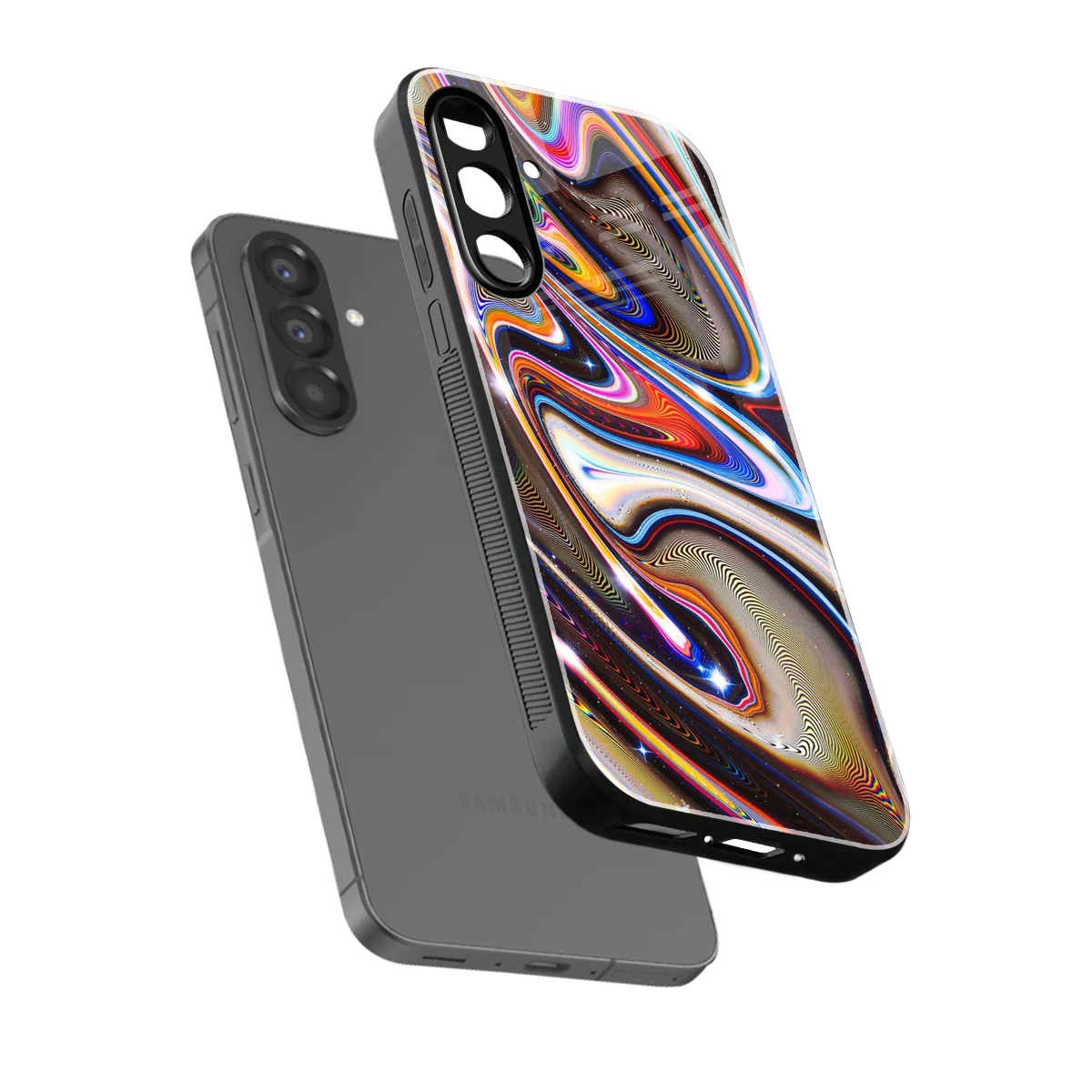 Psychedelic Marble sleek samsung galaxy a17 5g cover with tempered glass back and TPU edges