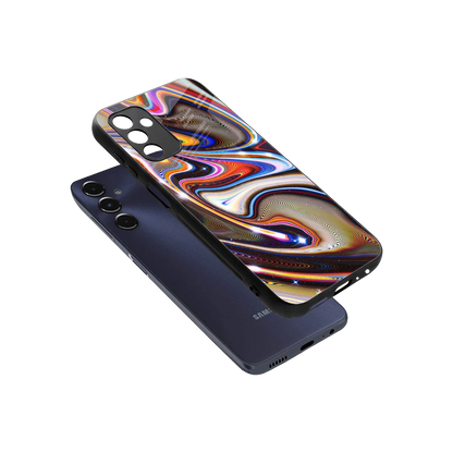 Psychedelic Marble sleek samsung galaxy m14 5g cover with tempered glass back and TPU edges