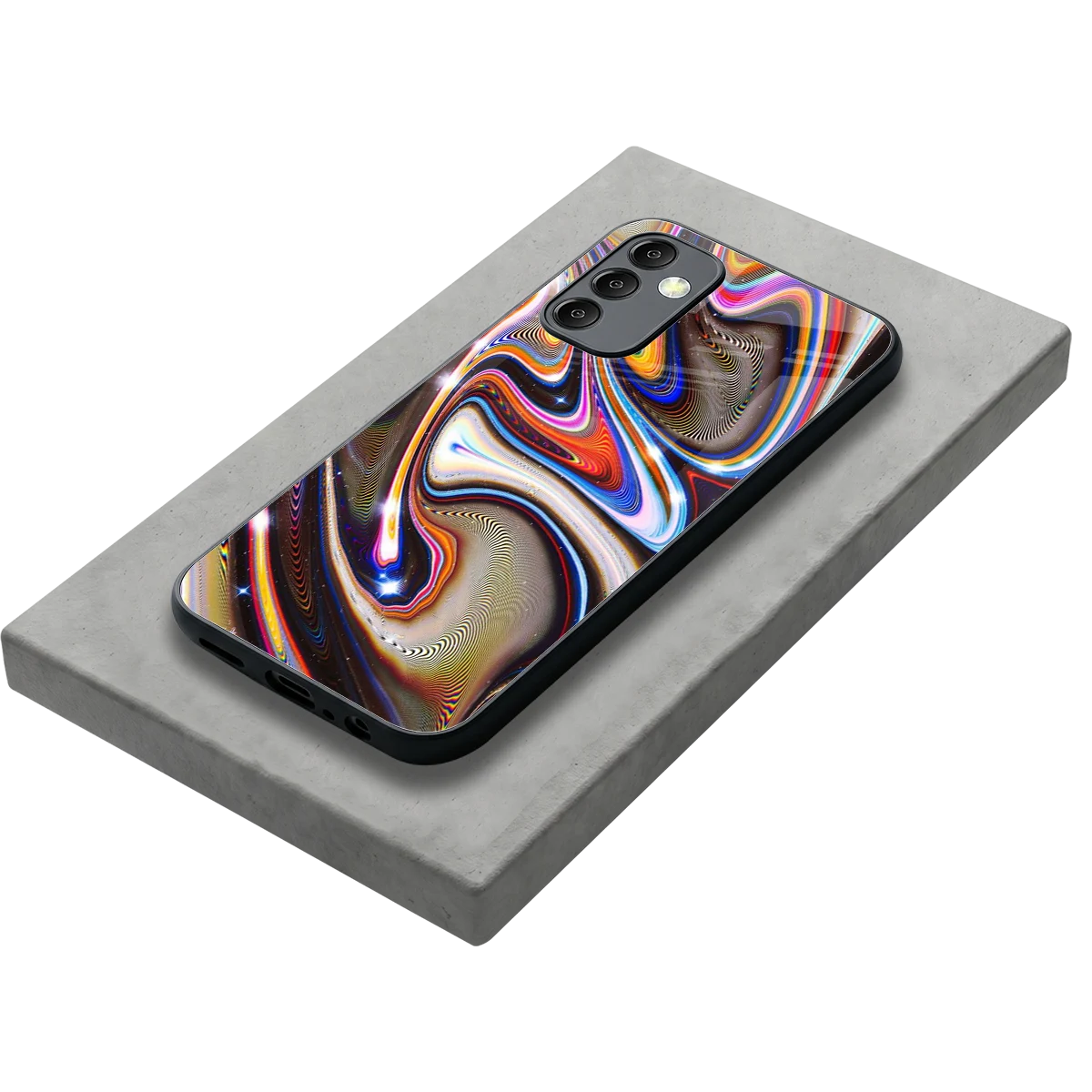 Psychedelic Marble stylish phone case for samsung galaxy m14 5g | glossy glass and slim fit
