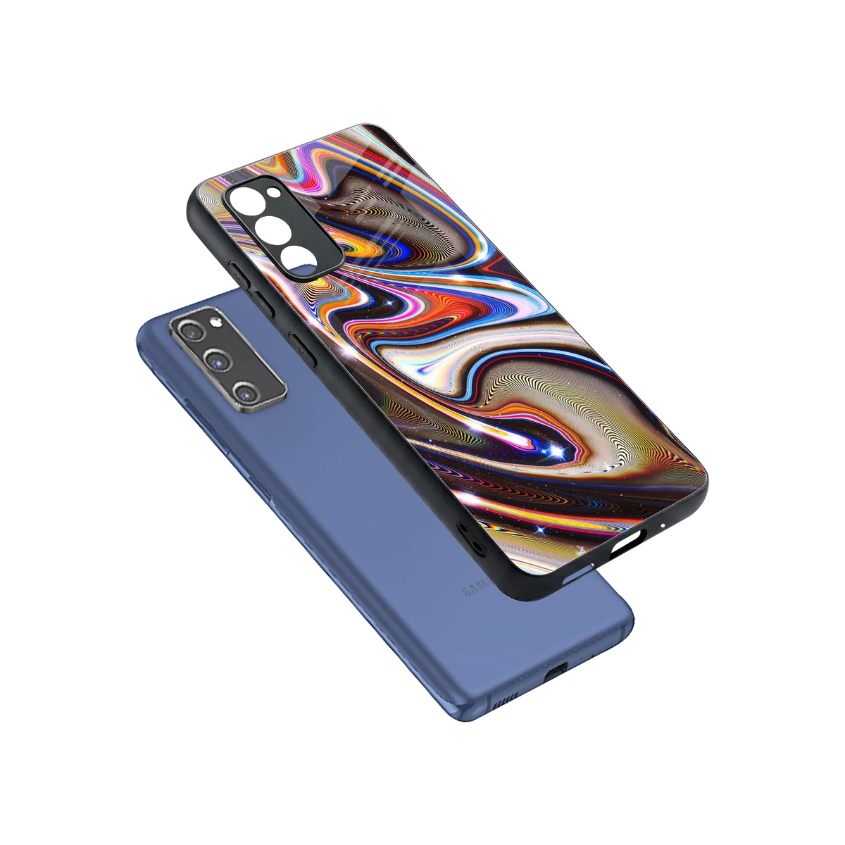 Psychedelic Marble sleek samsung galaxy s20 fe cover with tempered glass back and TPU edges