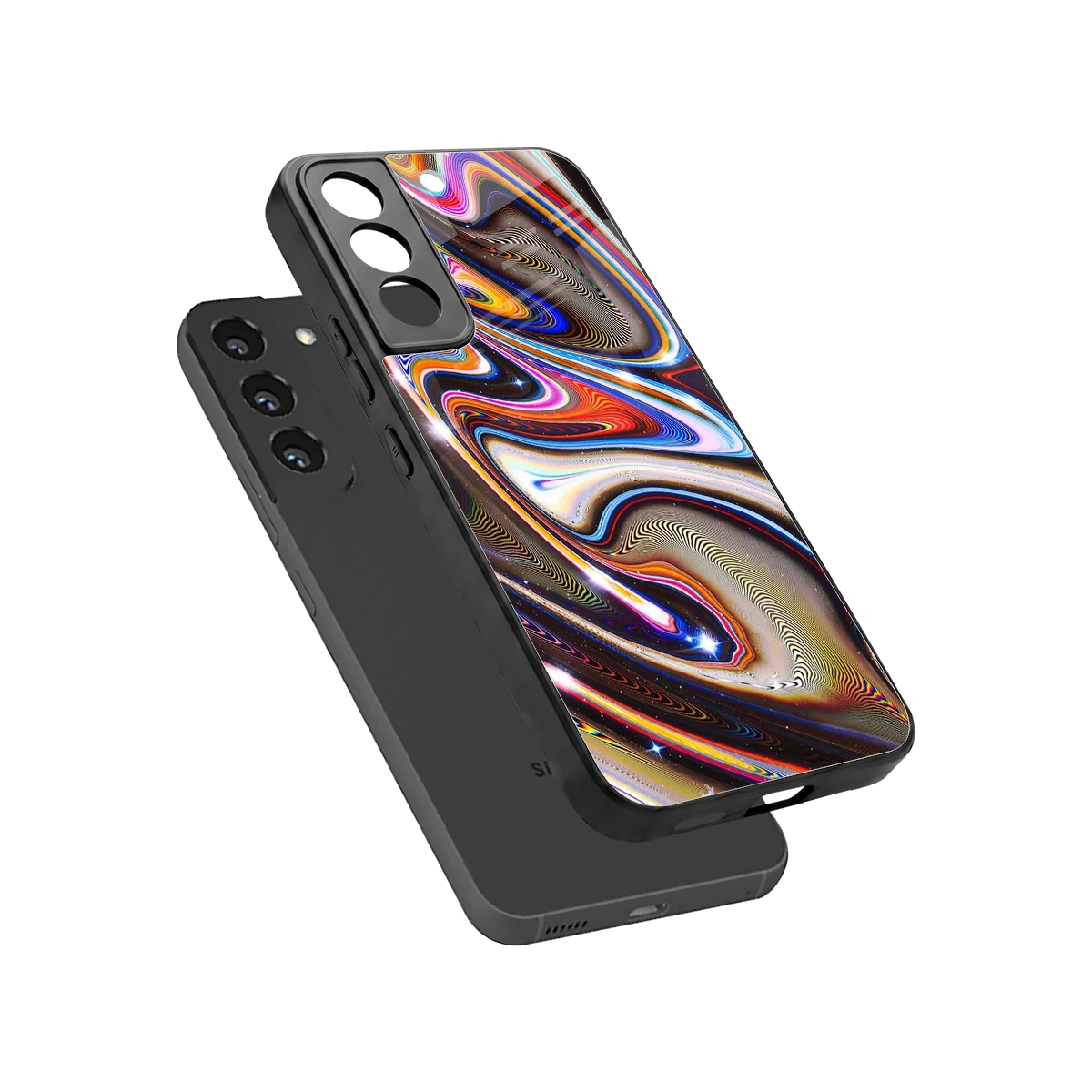 Psychedelic Marble sleek samsung galaxy s22 cover with tempered glass back and TPU edges