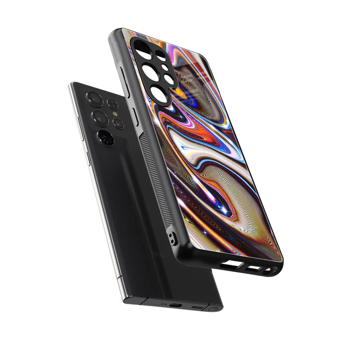 Psychedelic Marble sleek samsung galaxy s25 ultra cover with tempered glass back and TPU edges