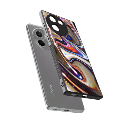 Psychedelic Marble sleek vivo v30e cover with tempered glass back and TPU edges