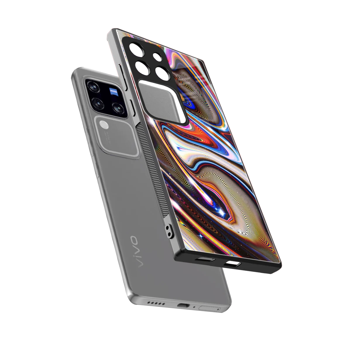 Psychedelic Marble sleekvivo v30 pro cover with tempered glass back and TPU edges