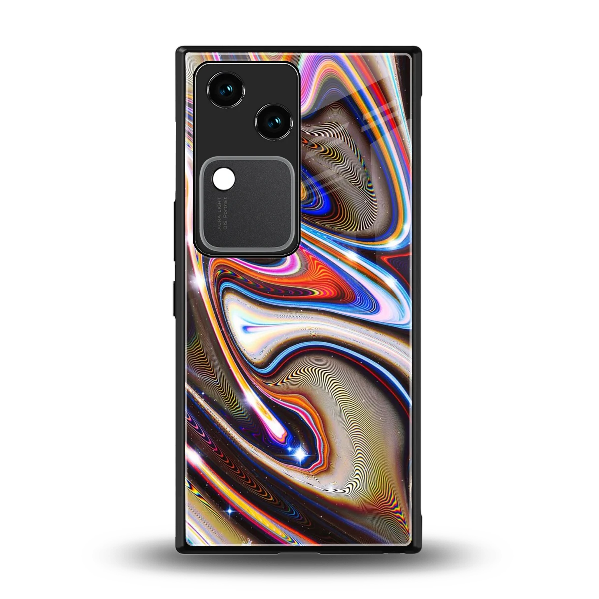 Psychedelic Marble back phone cover | glass case for vivo v30