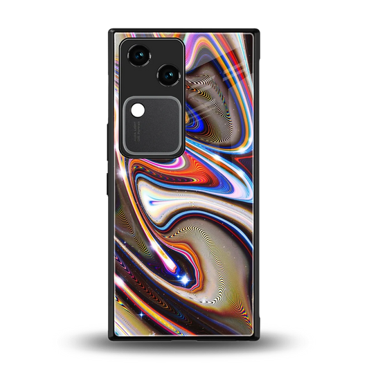 Psychedelic Marble back phone cover | glass case for vivo v30