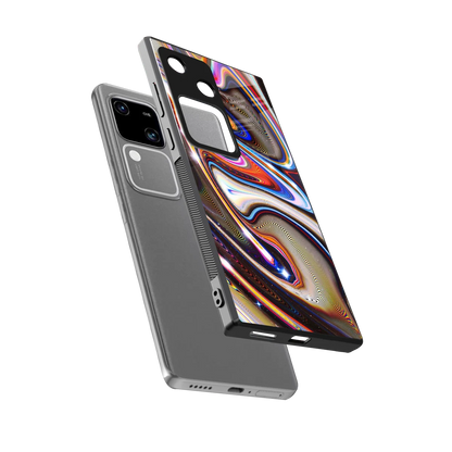 Psychedelic Marble sleek vivo v30 cover with tempered glass back and TPU edges