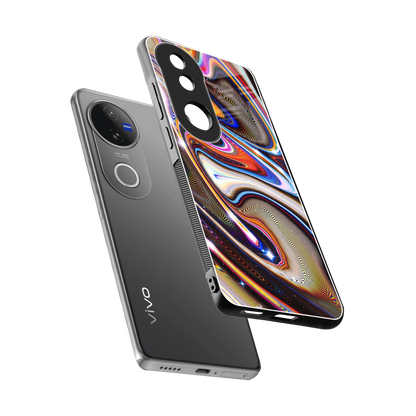 Psychedelic Marble sleek vivo v50 cover with tempered glass back and TPU edges