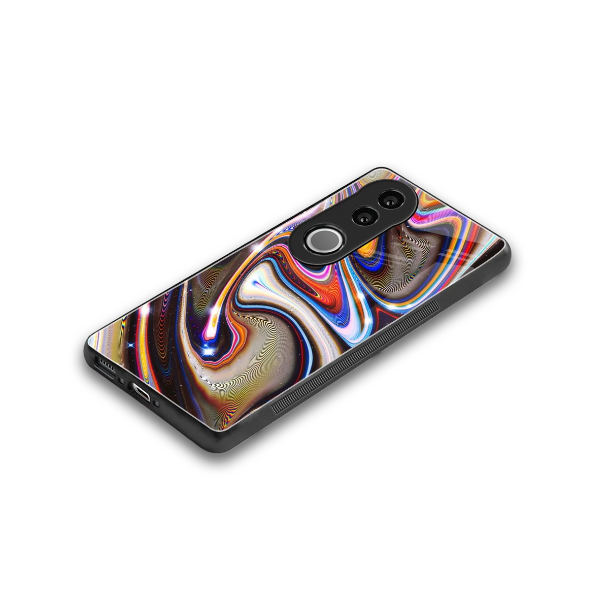 Psychedelic Marble stylish phone case for vivo v50 | glossy glass and slim fit
