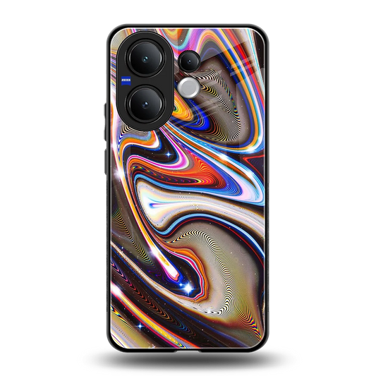 Psychedelic Marble back phone cover | glass case for vivo v60