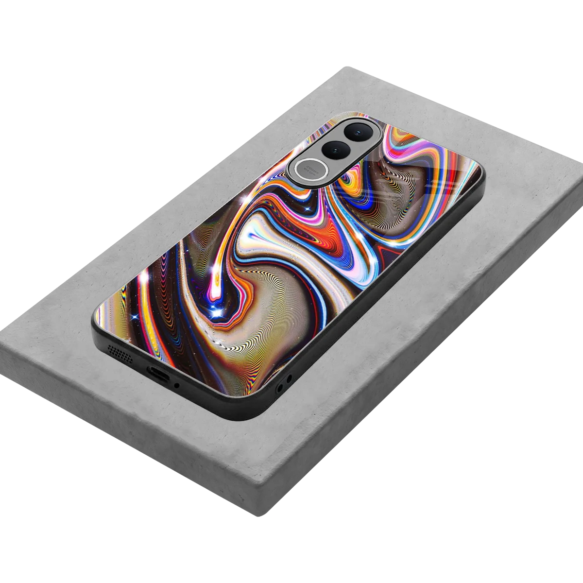Psychedelic Marble stylish phone case for vivo v70 fe | glossy glass and slim fit