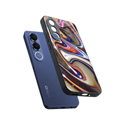 Psychedelic Marble sleek vivo v70 fe cover with tempered glass back and TPU edges
