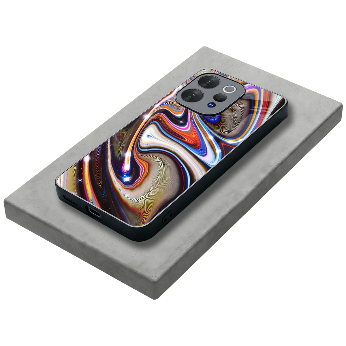 Psychedelic Marble stylish phone case for vivo v70 | glossy glass and slim fit