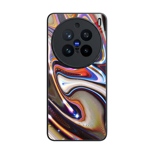 Psychedelic Marble back phone cover | glass case for vivo x200 pro