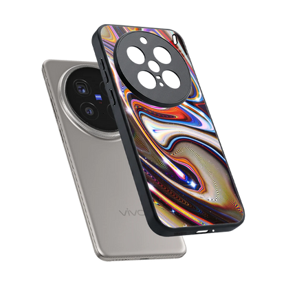 Psychedelic Marble sleek vivo x200 pro cover with tempered glass back and TPU edges