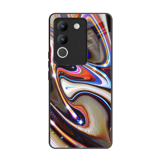 Psychedelic Marble back phone cover | glass case for vivo y200 5g