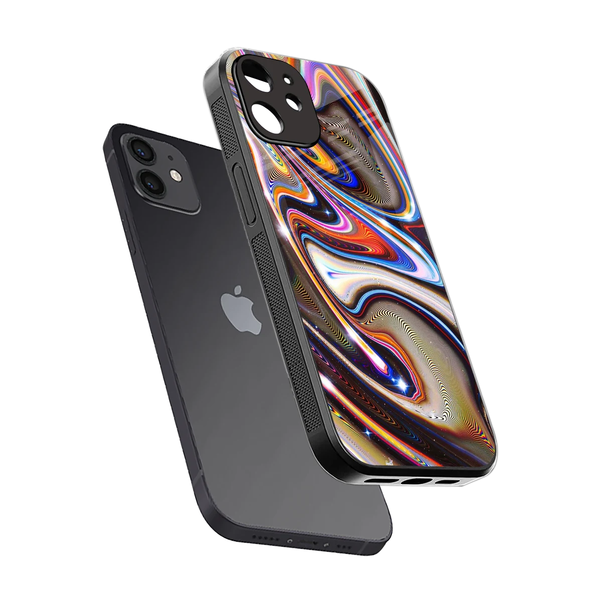 Psychedelic Marble sleek iphone 11 cover with tempered glass back and TPU edges