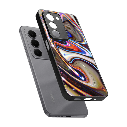 Psychedelic Marble sleek redmi 15 5g cover with tempered glass back and TPU edges