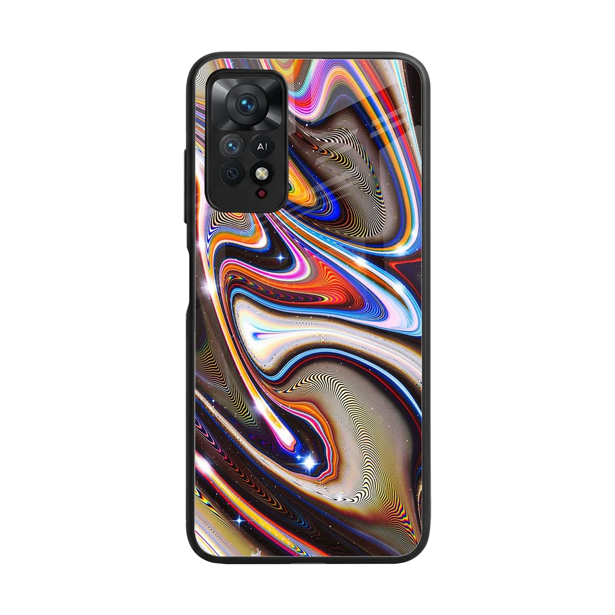 Psychedelic Marble back phone cover | glass case for redmi note 11 pro